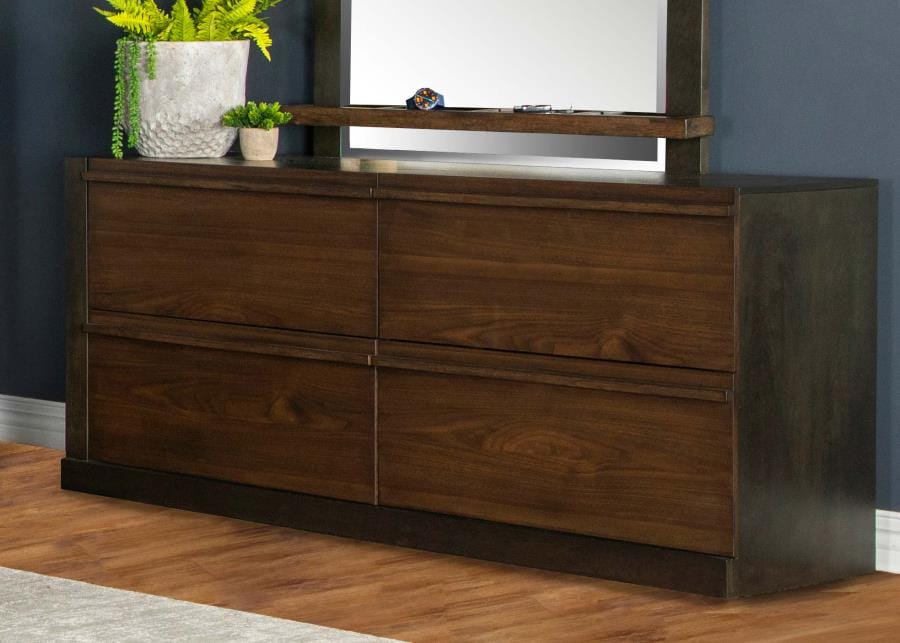 Azalia 4-drawer Dresser Black and Walnut