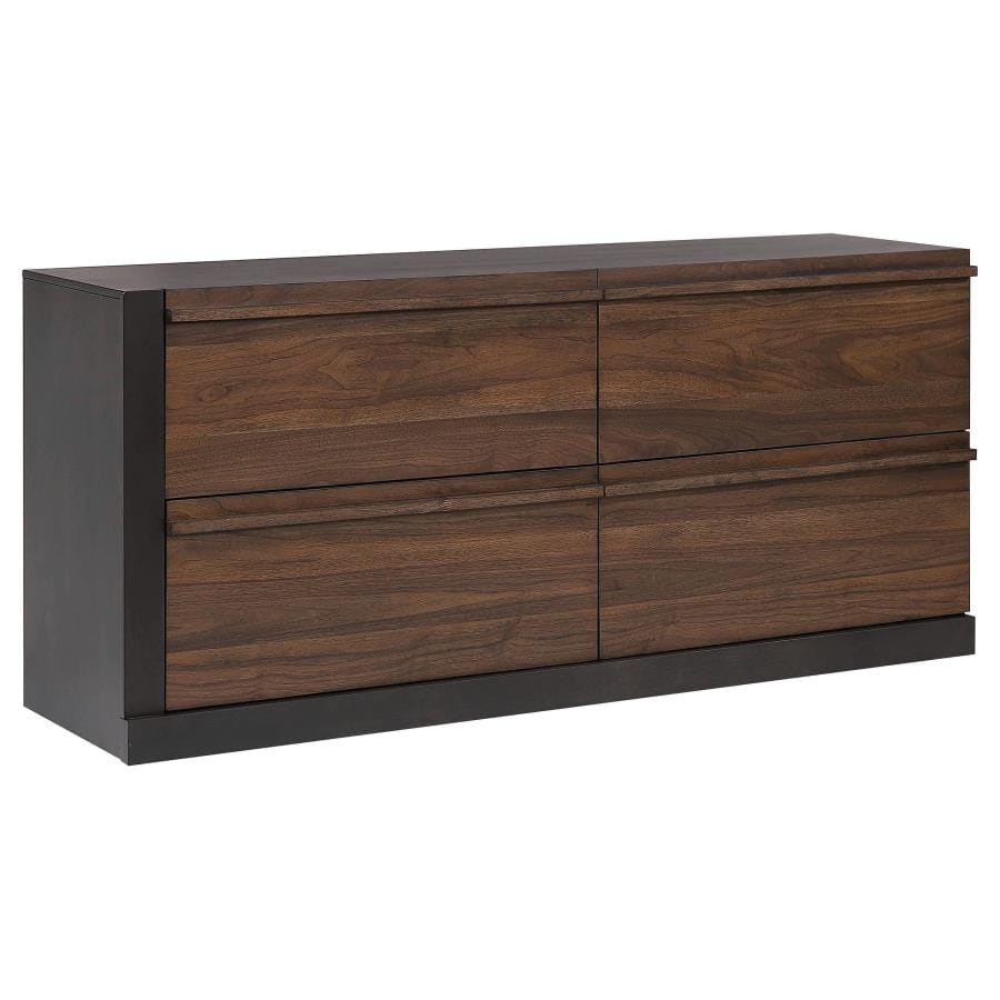 Azalia 4-drawer Dresser Black and Walnut