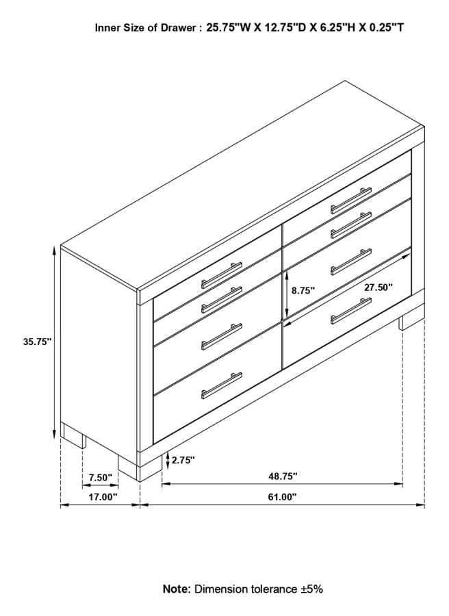 Channing 6-drawer Dresser Rough Sawn Grey Oak