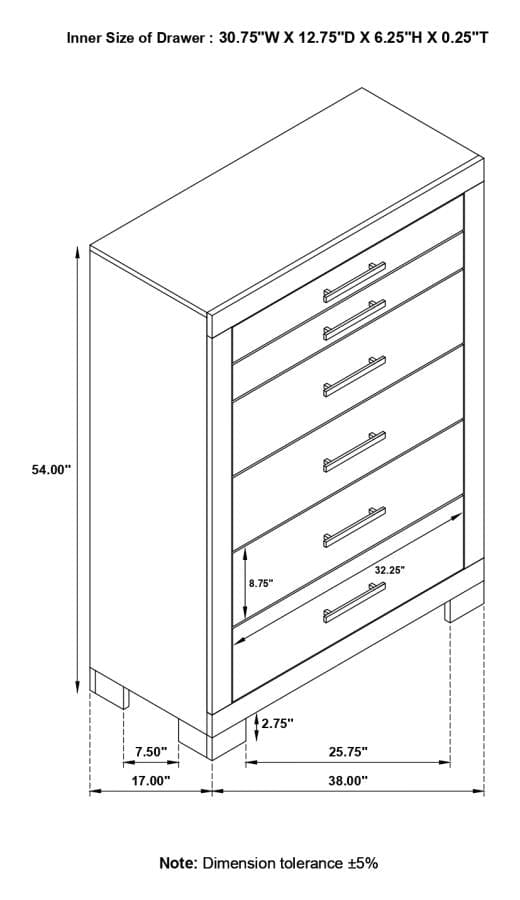 Channing 5-drawer Chest Rough Sawn Grey Oak