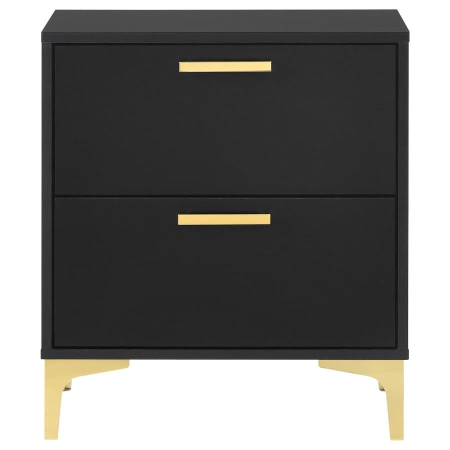 Kendall 2-Drawer Nightstand Black and Gold