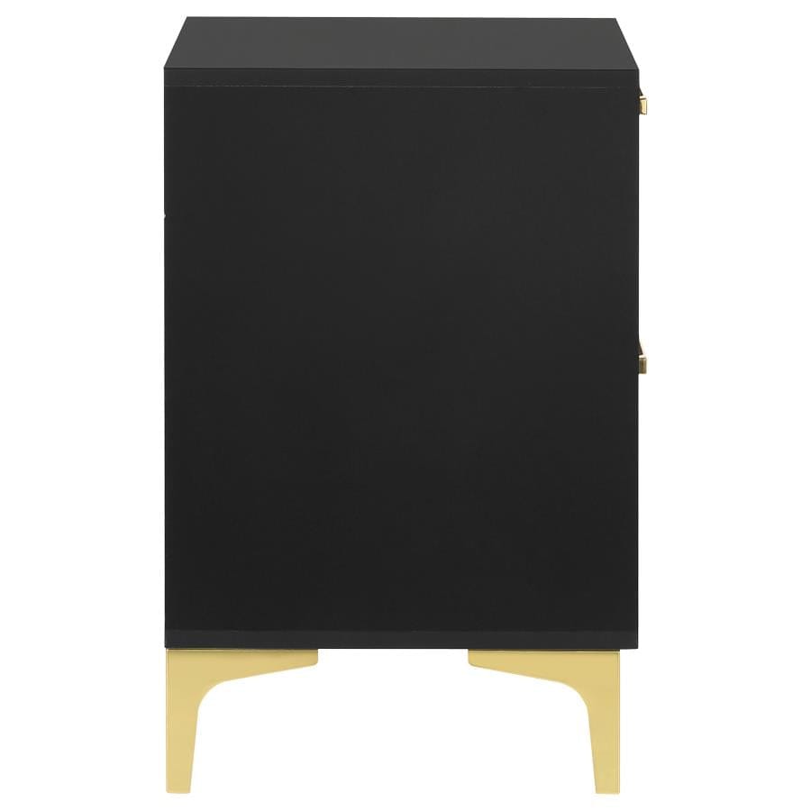 Kendall 2-Drawer Nightstand Black and Gold