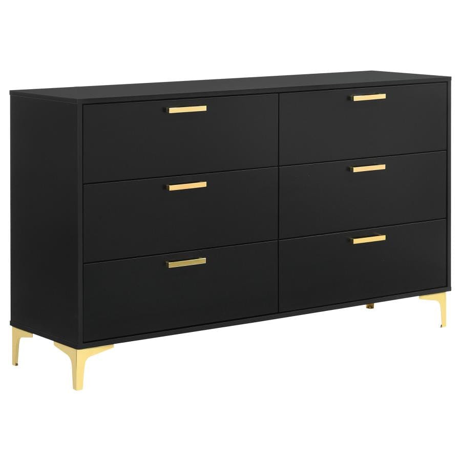 Kendall 6-Drawer Dresser Black and Gold