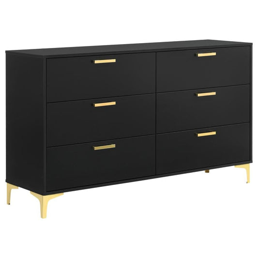 Kendall 6-Drawer Dresser Black and Gold