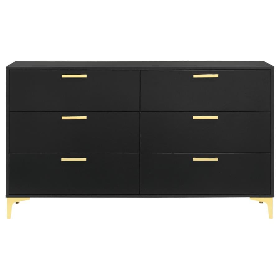 Kendall 6-Drawer Dresser Black and Gold
