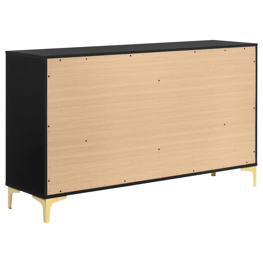 Kendall 6-Drawer Dresser Black and Gold
