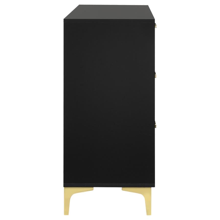 Kendall 6-Drawer Dresser Black and Gold