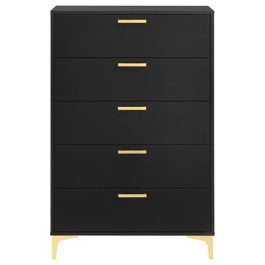 Kendall 5-Drawer Chest Black and Gold