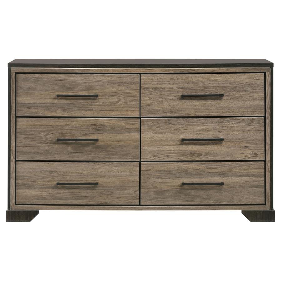 Baker 6-drawer Dresser Brown and Light Taupe