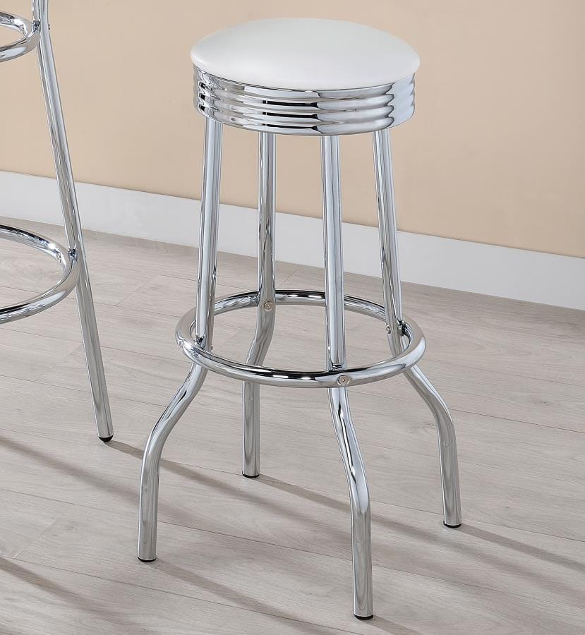 Theodore Upholstered Top Bar Stools White and Chrome (Set of 2)