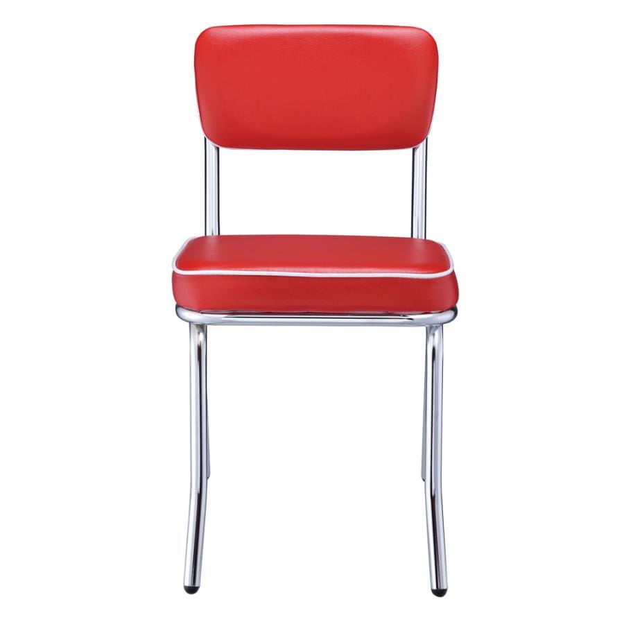 Retro Open Back Side Chairs Red and Chrome (Set of 2)