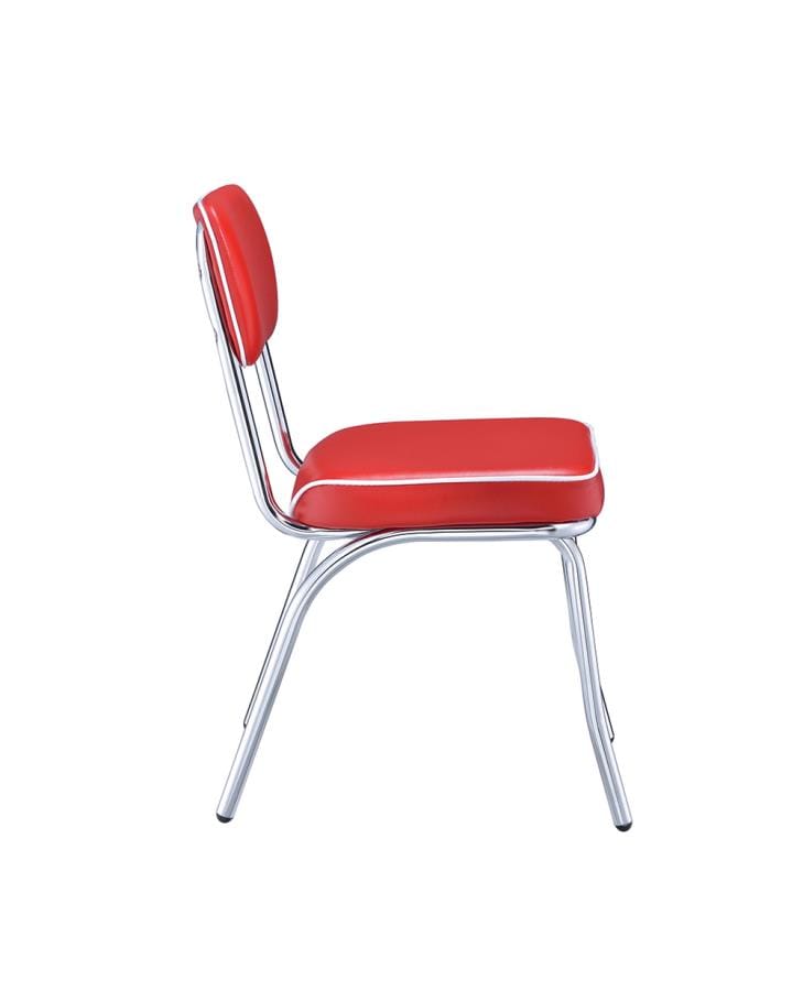 Retro Open Back Side Chairs Red and Chrome (Set of 2)