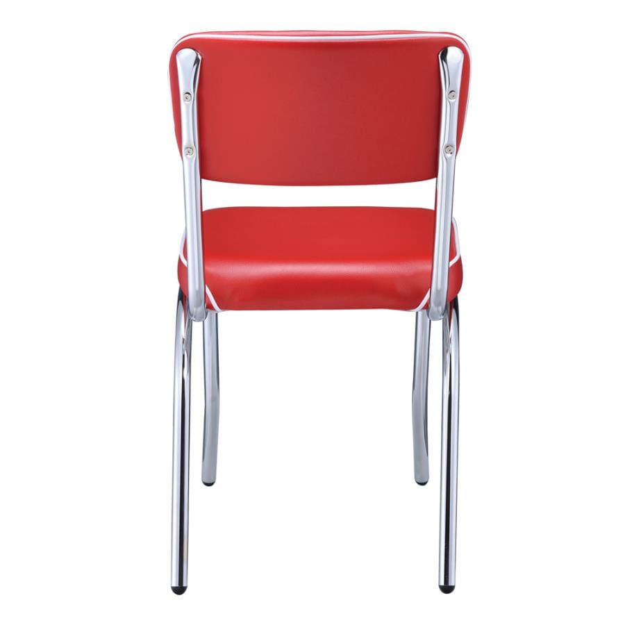 Retro Open Back Side Chairs Red and Chrome (Set of 2)