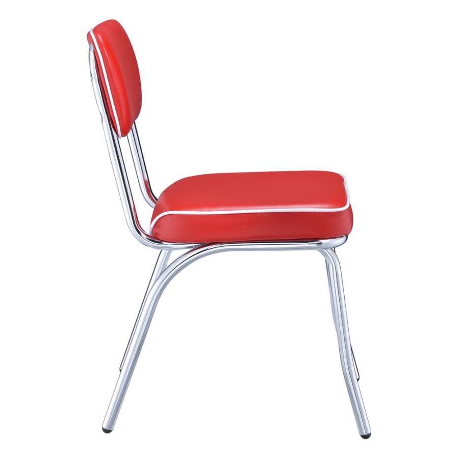 Retro Open Back Side Chairs Red and Chrome (Set of 2)