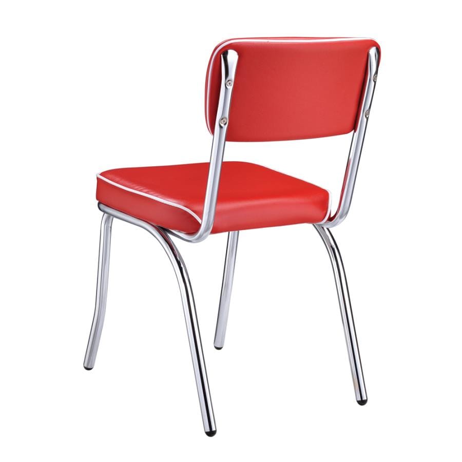 Retro Open Back Side Chairs Red and Chrome (Set of 2)
