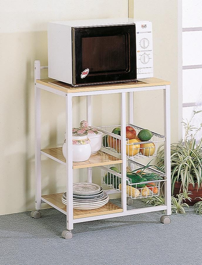 Kelvin 2-shelf Kitchen Cart Natural Brown and White