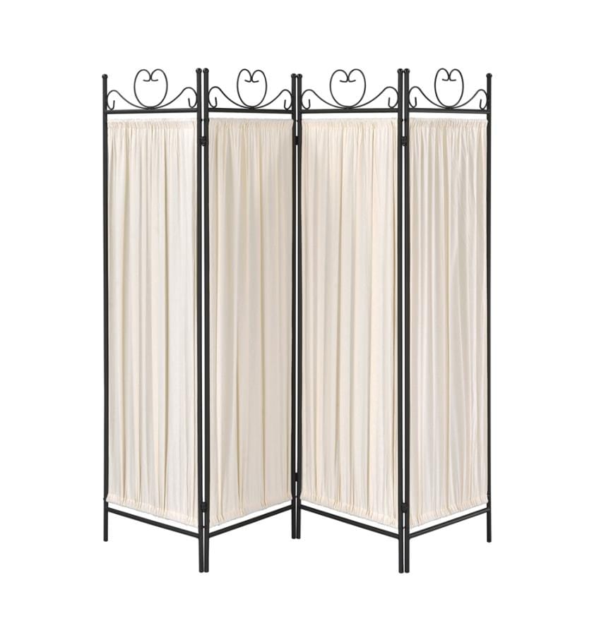 Dove 4-panel Folding Screen Beige and Black