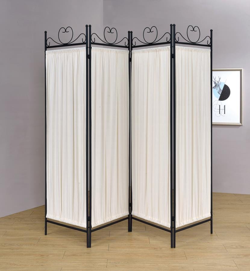 Dove 4-panel Folding Screen Beige and Black