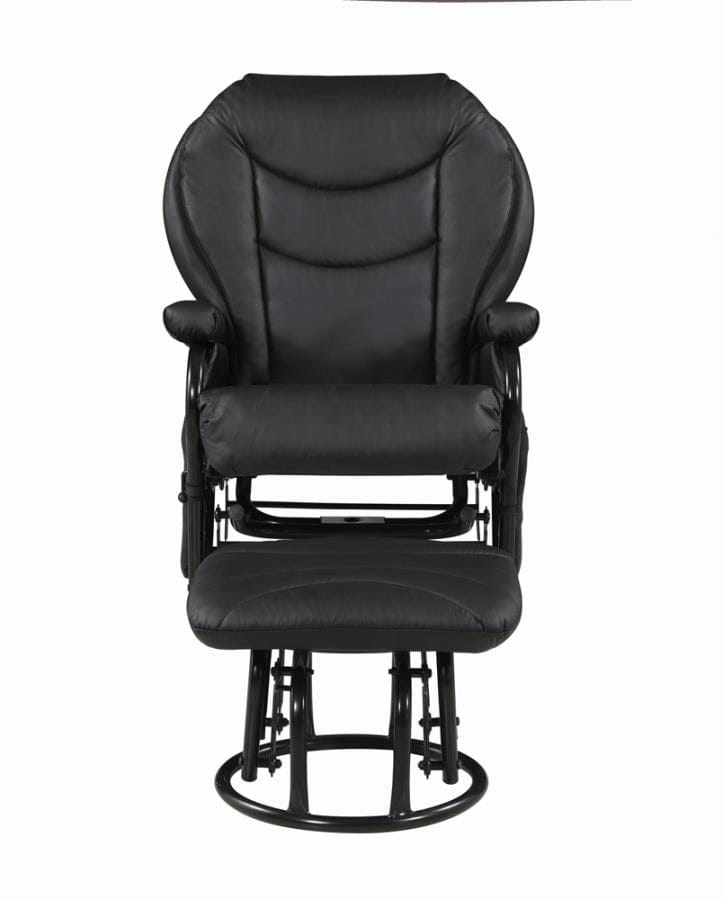 Upholstered Glider Recliner with Ottoman Black