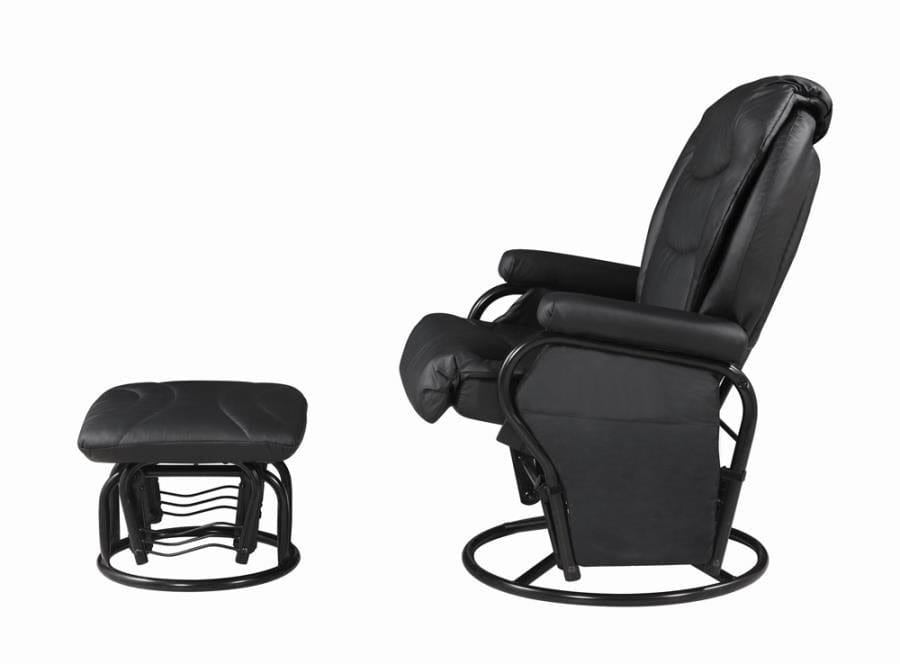 Upholstered Glider Recliner with Ottoman Black