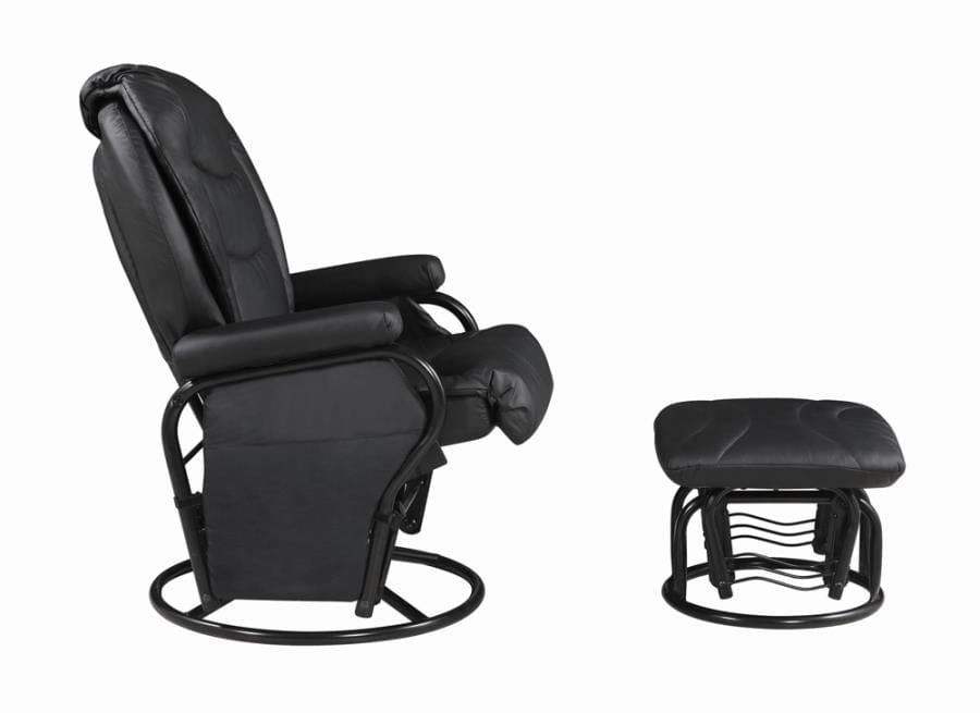 Upholstered Glider Recliner with Ottoman Black