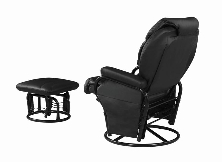 Upholstered Glider Recliner with Ottoman Black