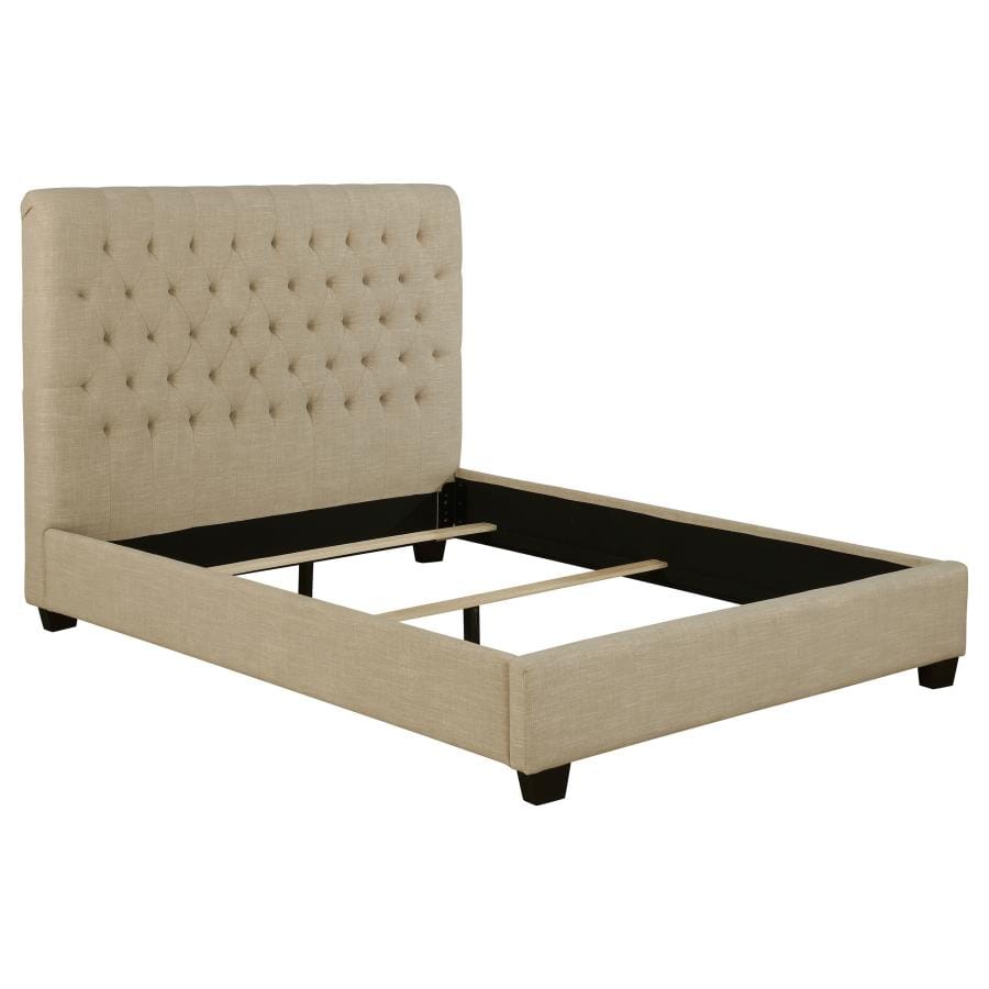 Chloe Tufted Upholstered Eastern King Bed Oatmeal