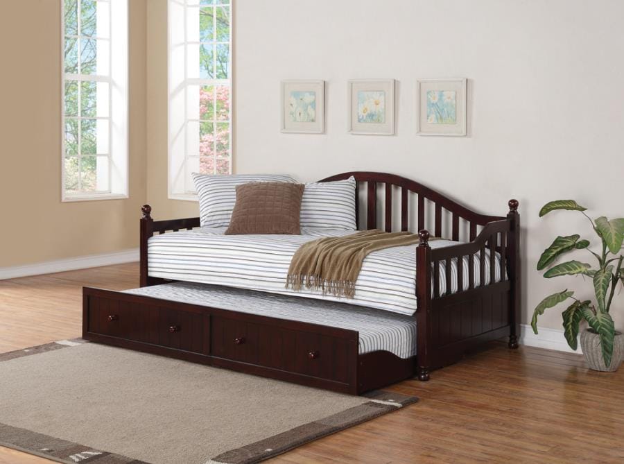 Julie Ann Arched Back Twin Daybed with Trundle Cappuccino