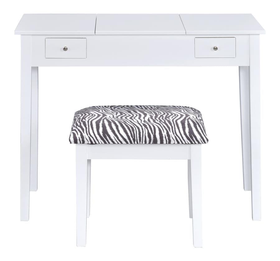 Seline 2-piece Vanity Set White and Zebra