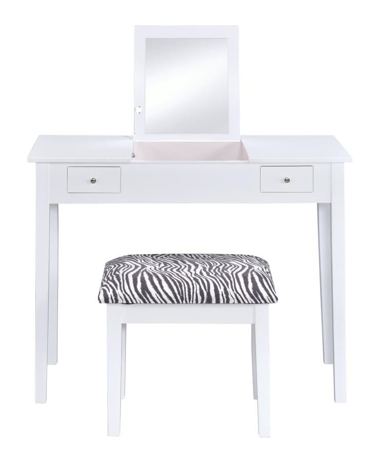 Seline 2-piece Vanity Set White and Zebra