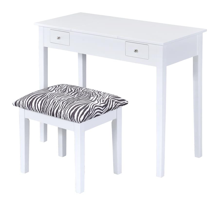 Seline 2-piece Vanity Set White and Zebra