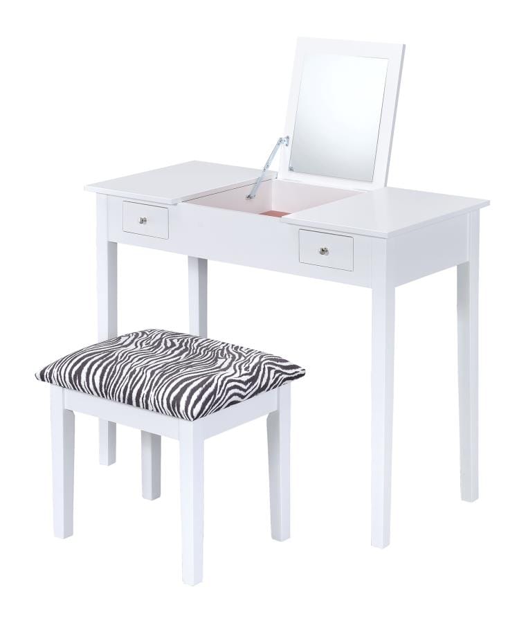 Seline 2-piece Vanity Set White and Zebra