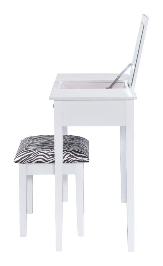 Seline 2-piece Vanity Set White and Zebra