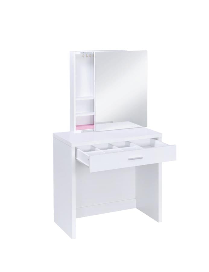 Harvey 2-piece Vanity Set with Lift-Top Stool White