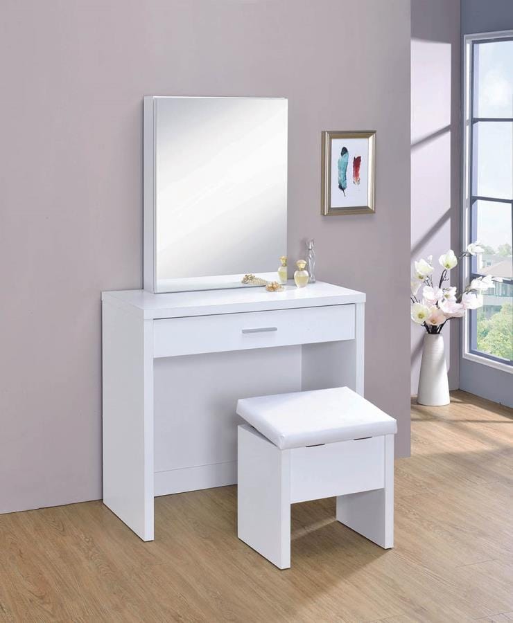 Harvey 2-piece Vanity Set with Lift-Top Stool White