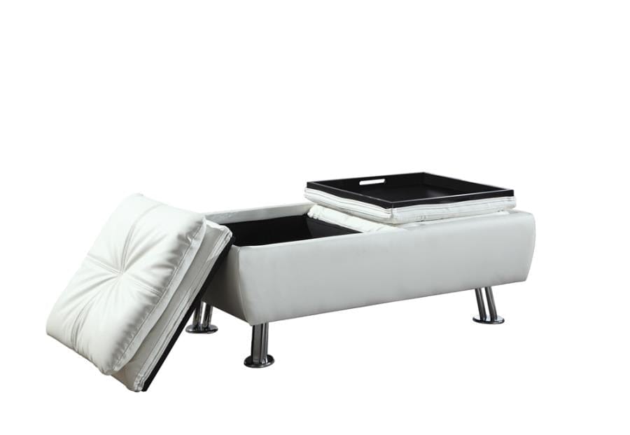 Dilleston Storage Ottoman with Removable Trays White