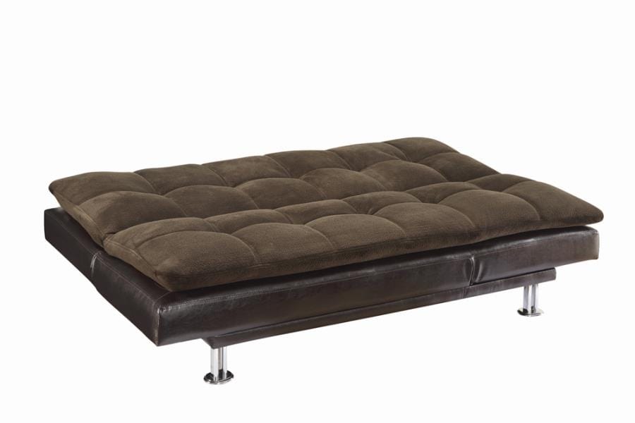 Lennon Cushion Sofa Bed Brown and Chrome