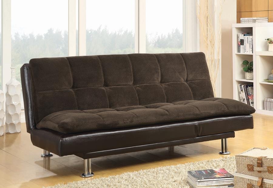 Lennon Cushion Sofa Bed Brown and Chrome