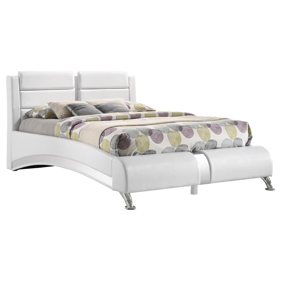 Jeremaine Full Upholstered Platform Bed Glossy White