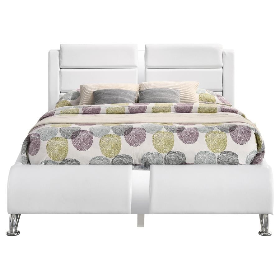 Jeremaine Full Upholstered Platform Bed Glossy White