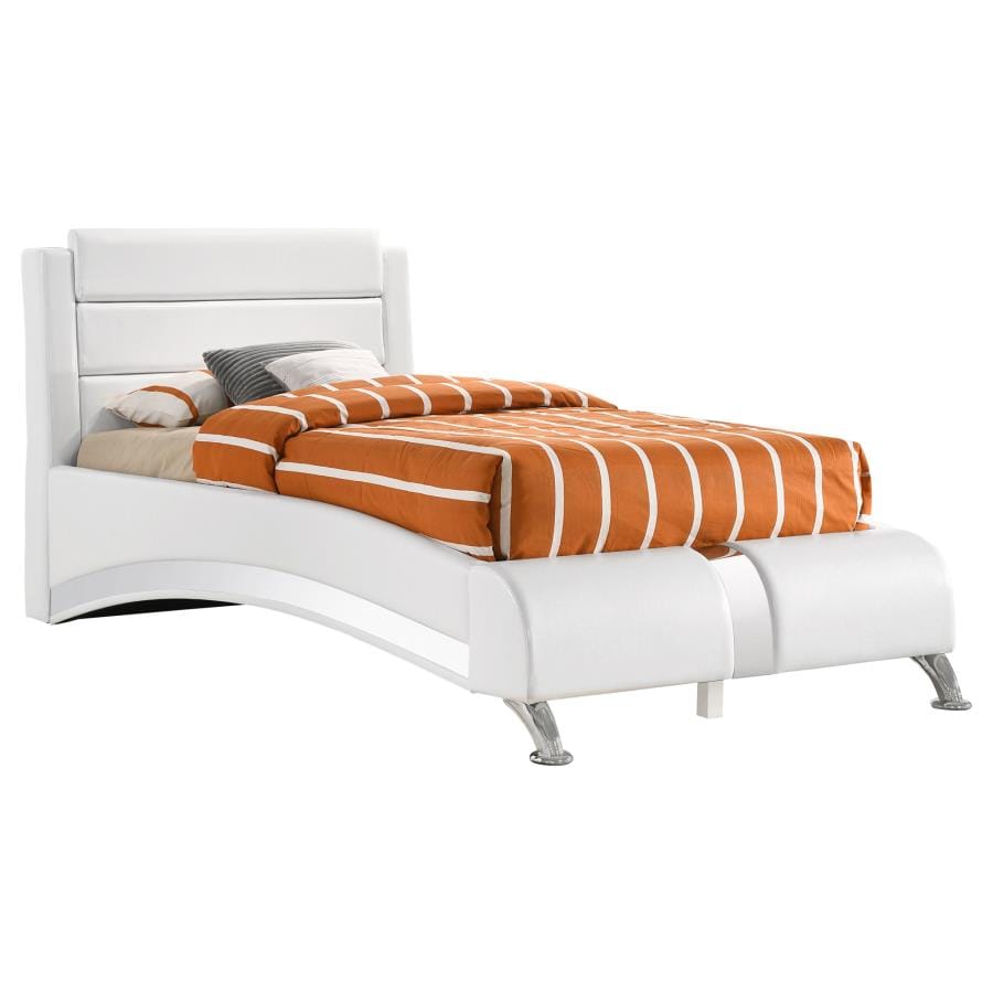 Jeremaine Twin Upholstered Platform Bed Glossy White