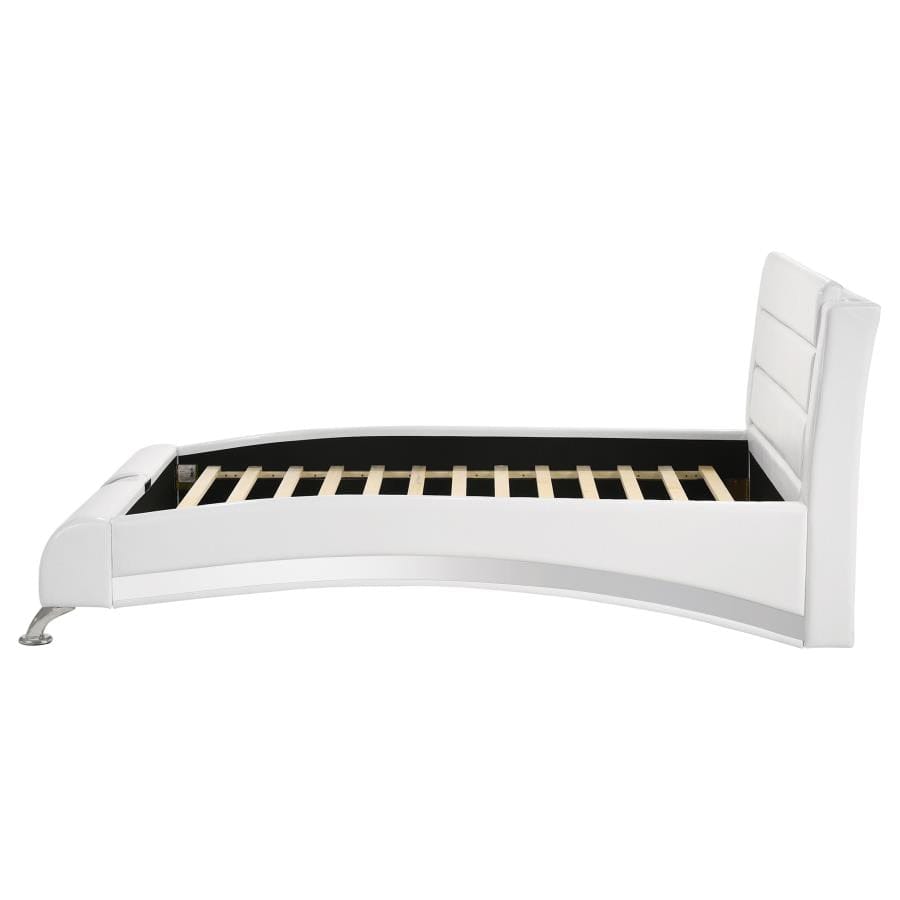 Jeremaine Twin Upholstered Platform Bed Glossy White