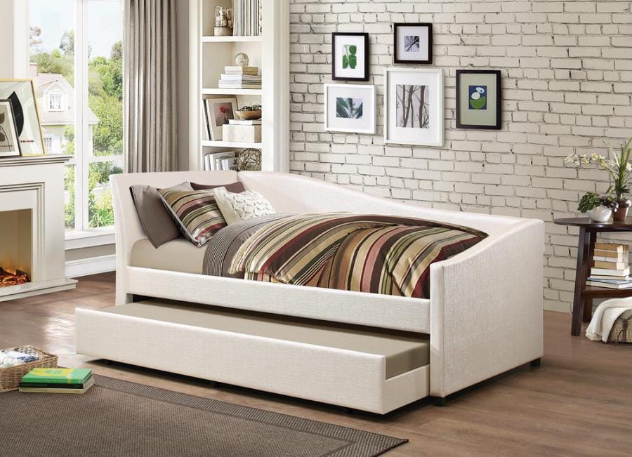 Cramer Upholstered Twin Daybed with Trundle Ivory