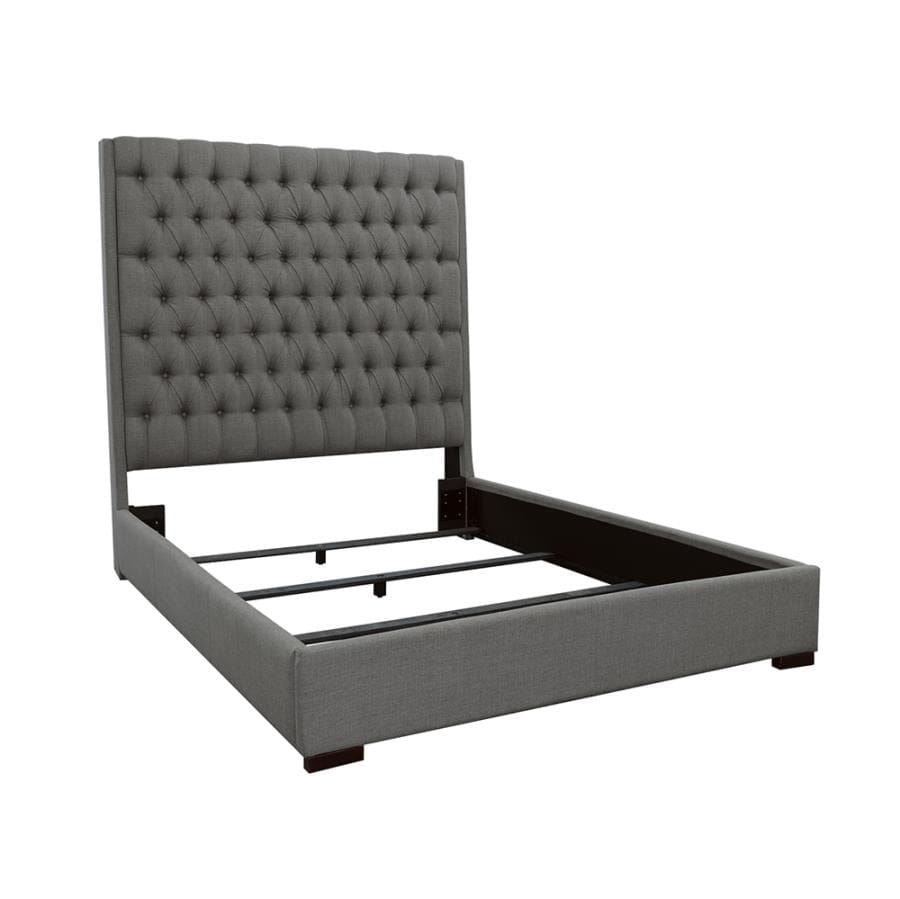 Camille California King Button Tufted Bed Grey