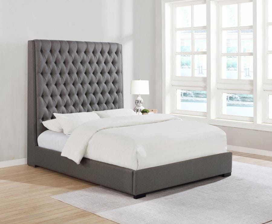 Camille California King Button Tufted Bed Grey