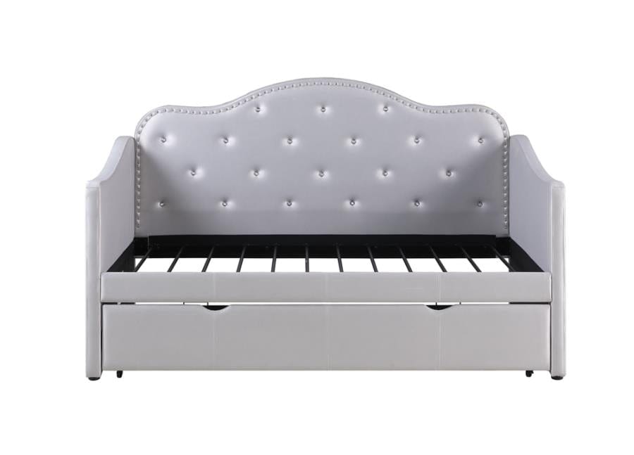 Elmore Upholstered Twin Daybed with Trundle Pearlescent Grey