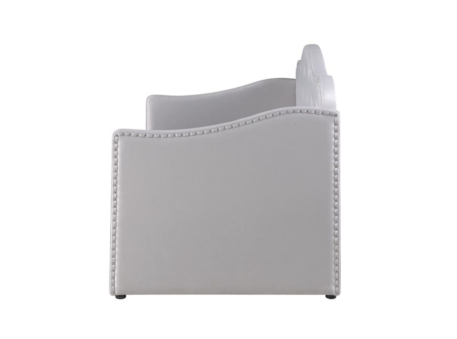 Elmore Upholstered Twin Daybed with Trundle Pearlescent Grey