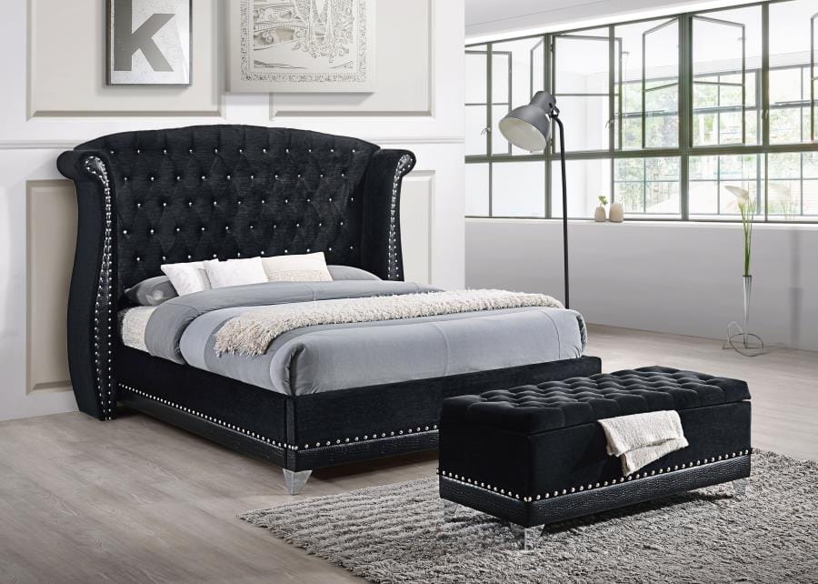 Barzini Eastern King Tufted Upholstered Bed Black