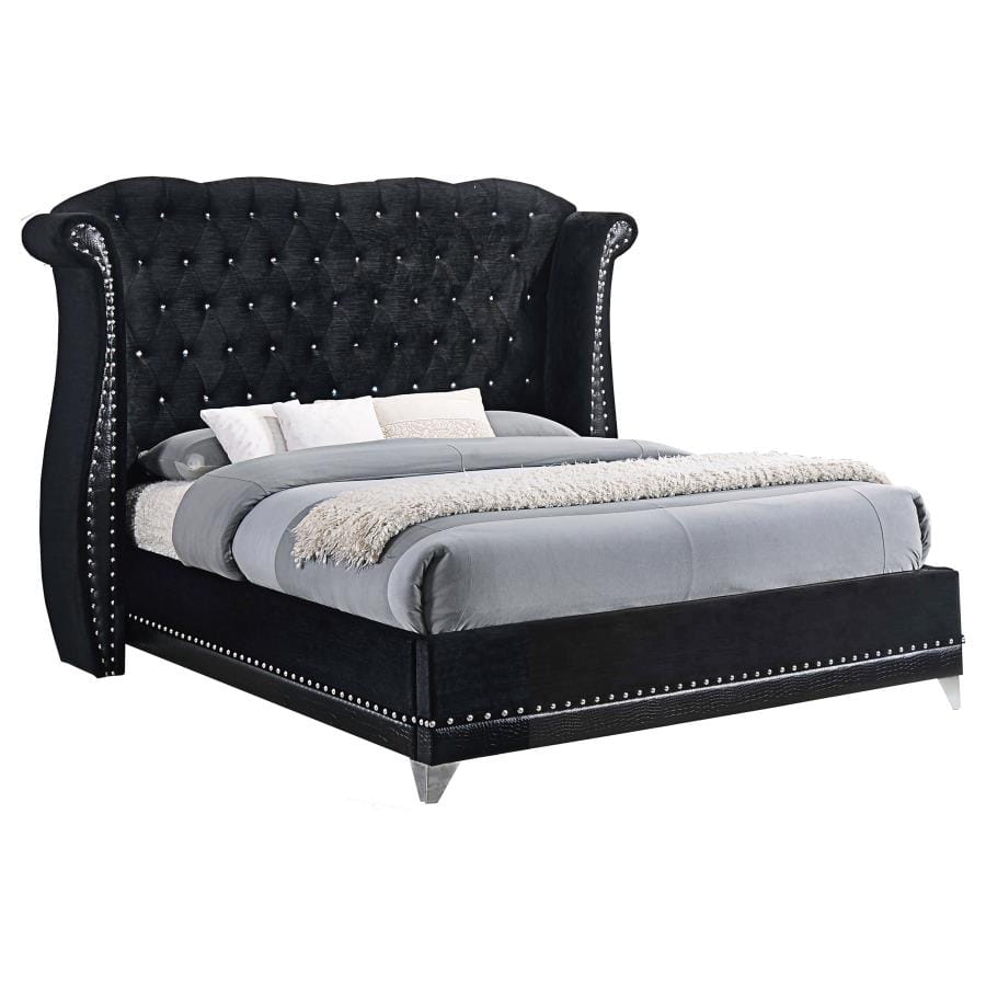 Barzini California King Tufted Upholstered Bed Black