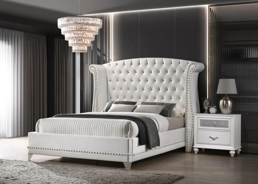 Barzini California King Wingback Tufted Bed White